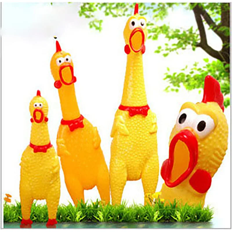 

Pets Dog Squeak Toys Screaming Chicken Squeeze Sound Dog Chew Toy Durable Funny Yellow Rubber Chicken For Dogs Cat Pet Supplies