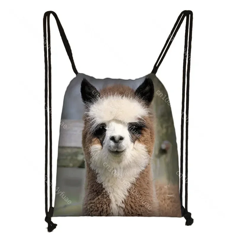 Сумка на шнурке с милым принтом животного альпака женская сумка для хранения