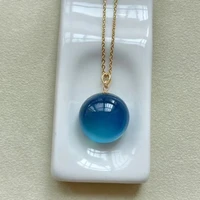 genuine natural blue aquamarine round pendant brazil 2916 8mm women 925 sterling silver aquamarine deep blue necklace aaaaa