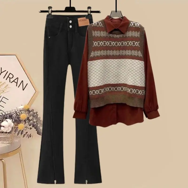 Женский осенне-зимний комплект одежды новинка 2024 изящный вязаный жилет с