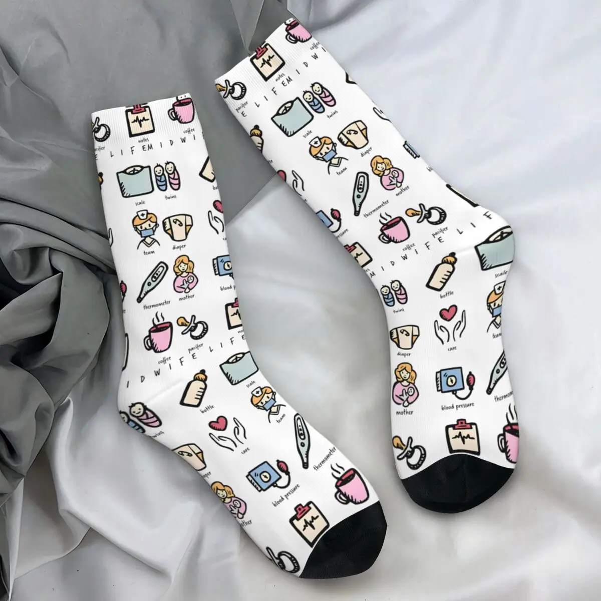 Skarpety męskie Pończochy położnicze Zimowe nowość Miękkie skarpetki Drukowane antypoślizgowe na deskorolkę