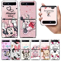 disney pink minnie mickey shockproof cover for samsung galaxy z flip 3 5g hard black phone case segmented protect coque capa