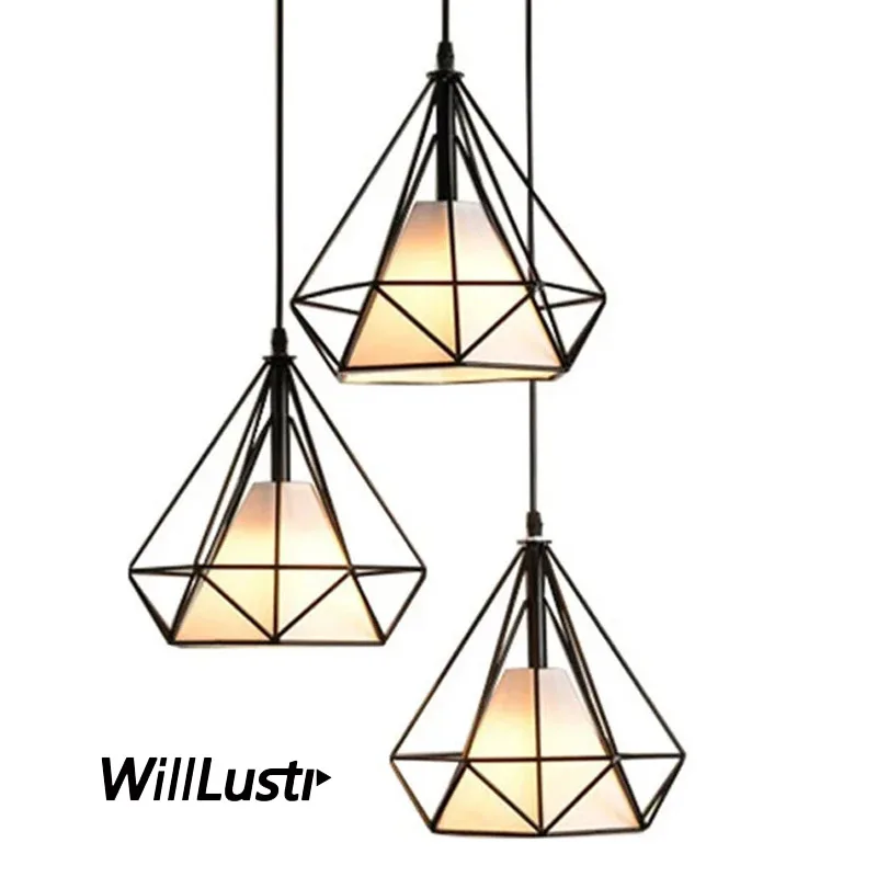 Подвесной светильник из ткани с металлическим каркасом потолочная люстра