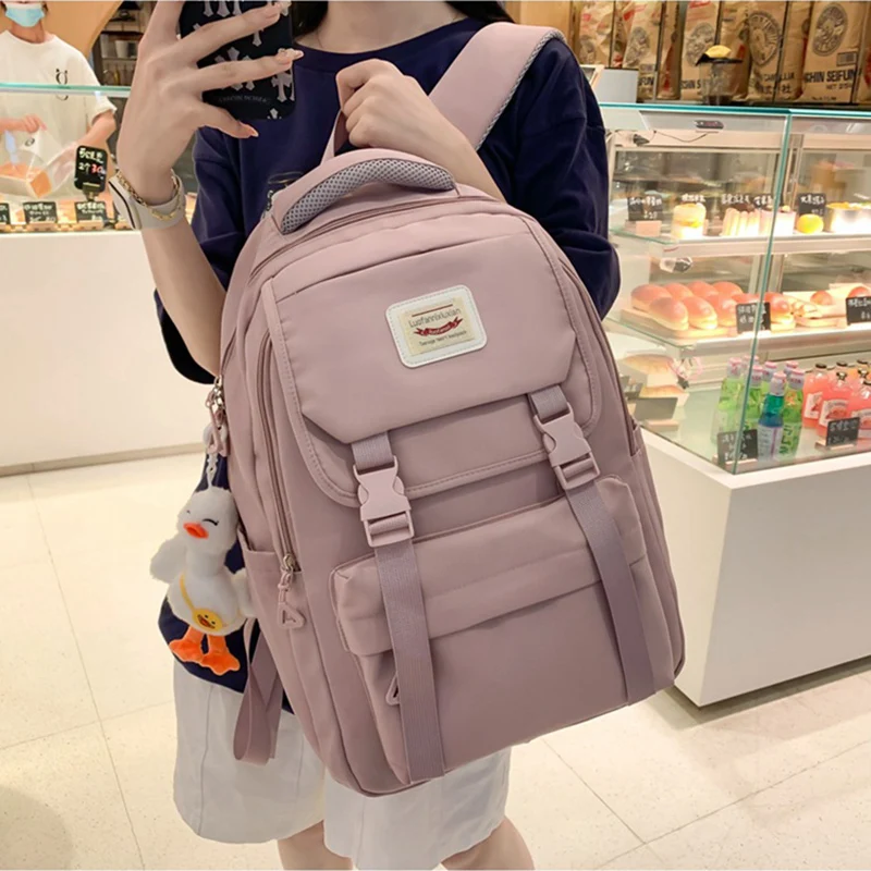 

Simple High School Student Backpack Large Travel Bags for Girls School Bag Female Woman Shoulder Bolsa Mochilas Para Estudiantes
