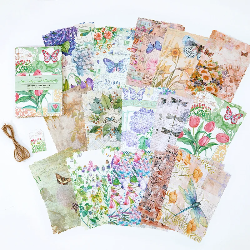 30 packs wholesale Material Paper Retro literary Plant Lace Collage Collage Hand Account Background Paper Floral fresh 6 Styles