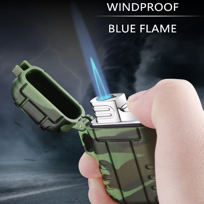 

New Gas Waterproof Plasma Lighter Double Arc Outdoor Camping Sports Windproof Lighter Smoking Camping Gadget Cigarette Lighters