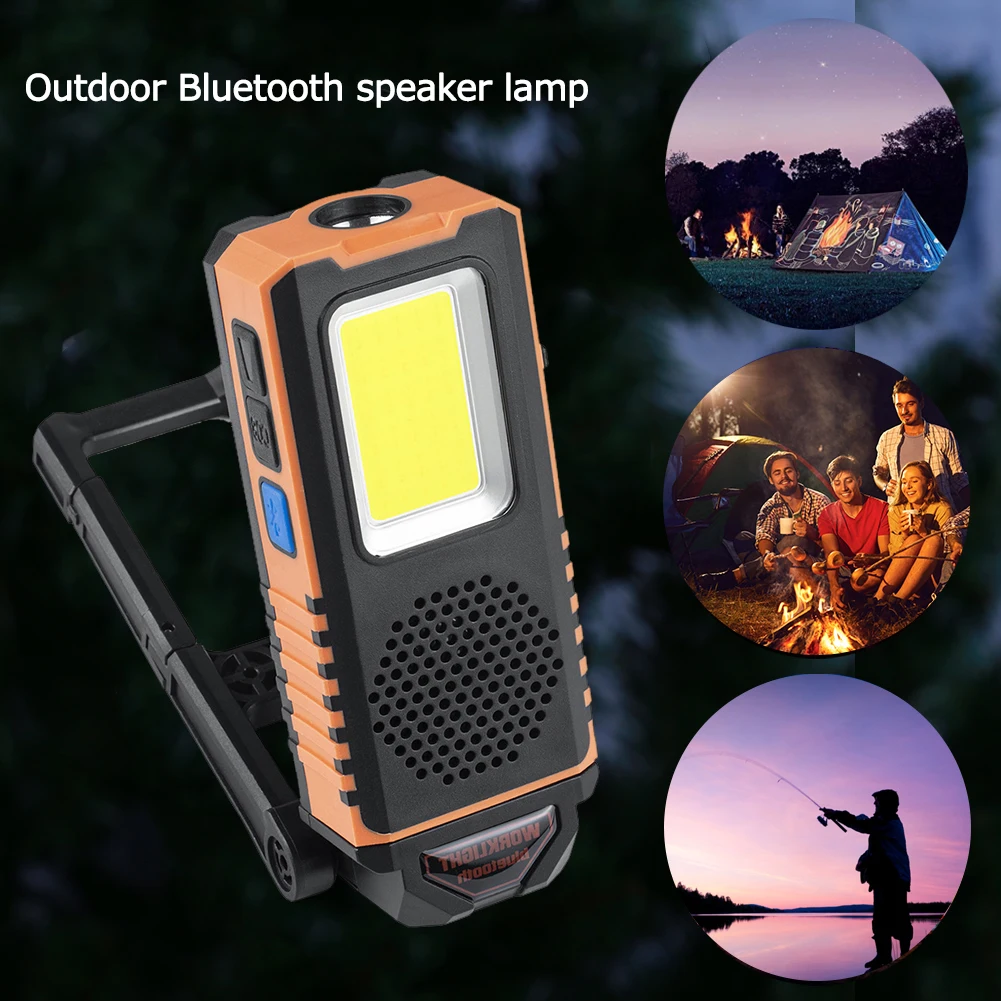 

Multifunction USB Rechargeable COB Work Light Bluetooth-compatible Speaker Flashlight Power Bank 6 Mode Emergency CampingLantern