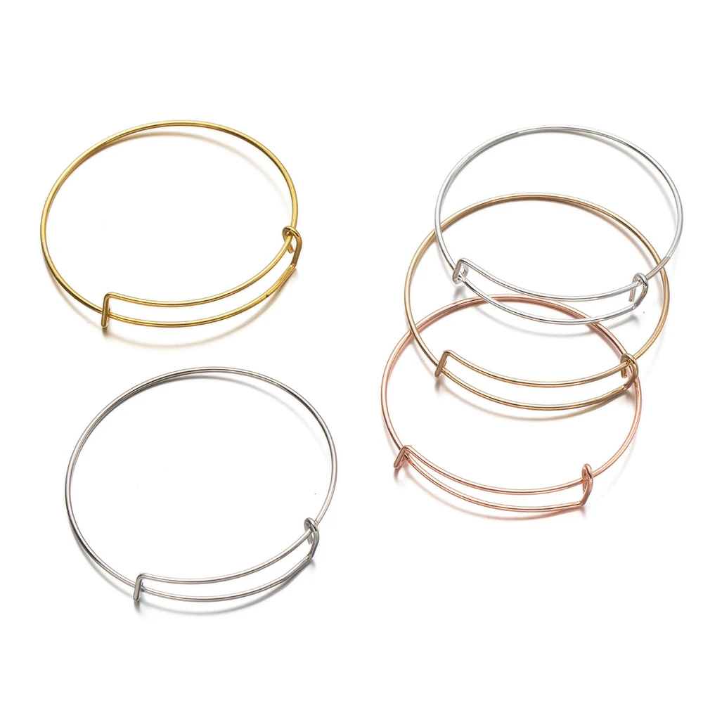 

10pcs 70mm Metal Adjustable Blank Bangle For DIY Expandable Wire Bracelet Suspendable Pendant Jewelry Making Accessories Charms