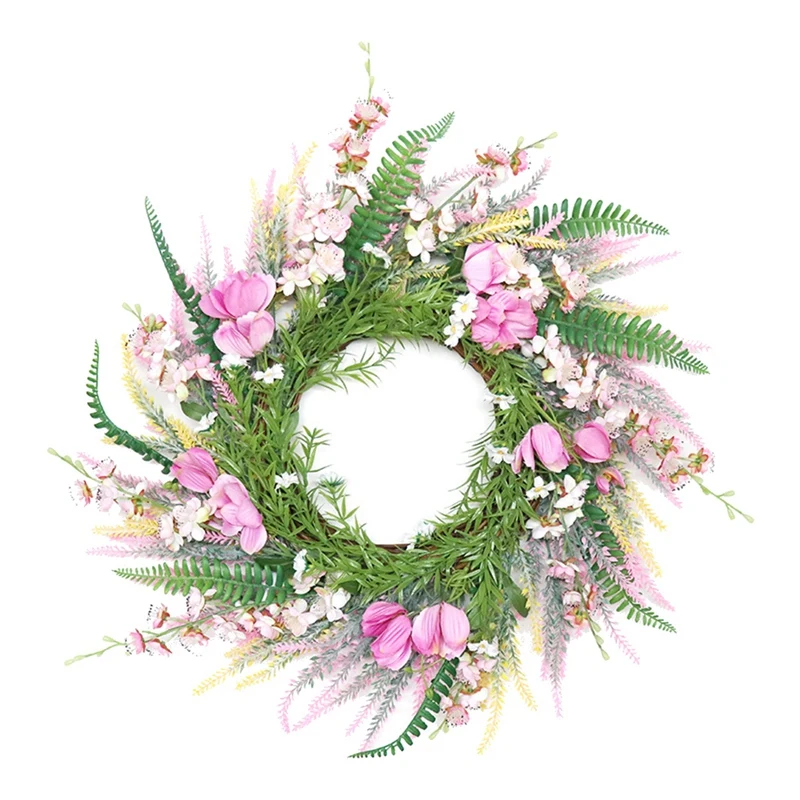 

Большой венок из цветов лаванды, персика, цветок, фермерский венок, венок, настенное украшение для входной двери, свадебный Декор для дома