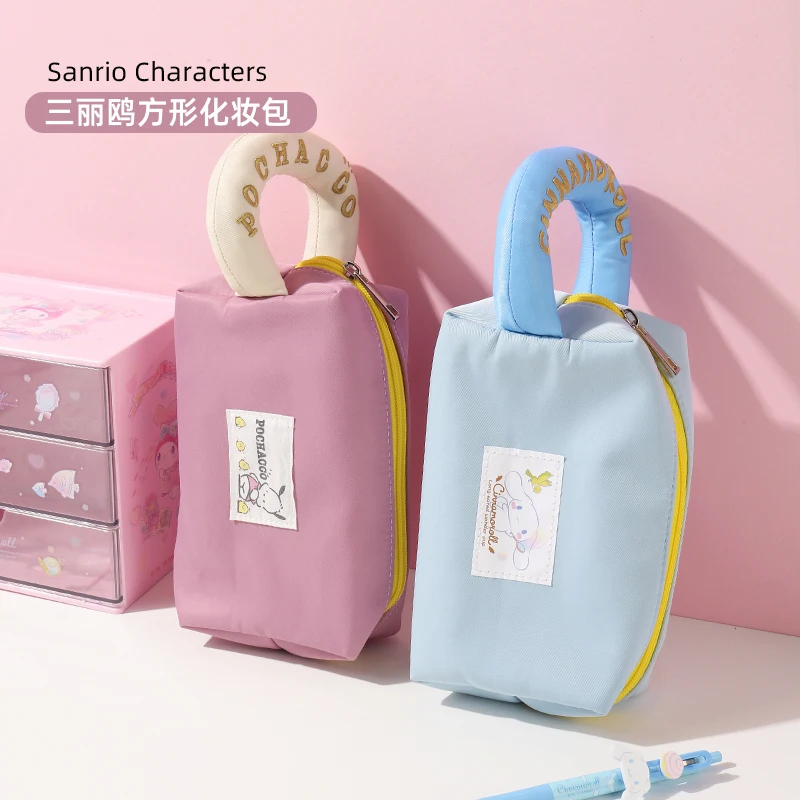 

Sanrioes аниме Cinnamoroll квадратная косметичка большой емкости чехол для карандашей многофункциональная женская косметичка милые подарки