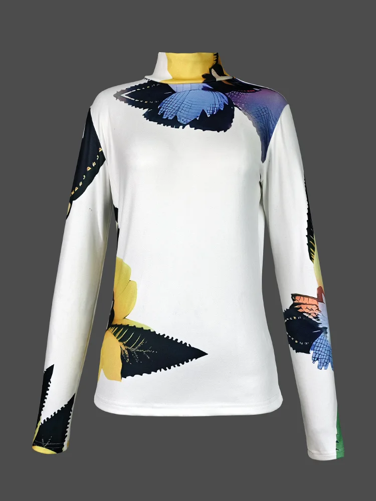 Beautyblue облегающий топ с воротником-стойкой женские узкие футболки цветочным