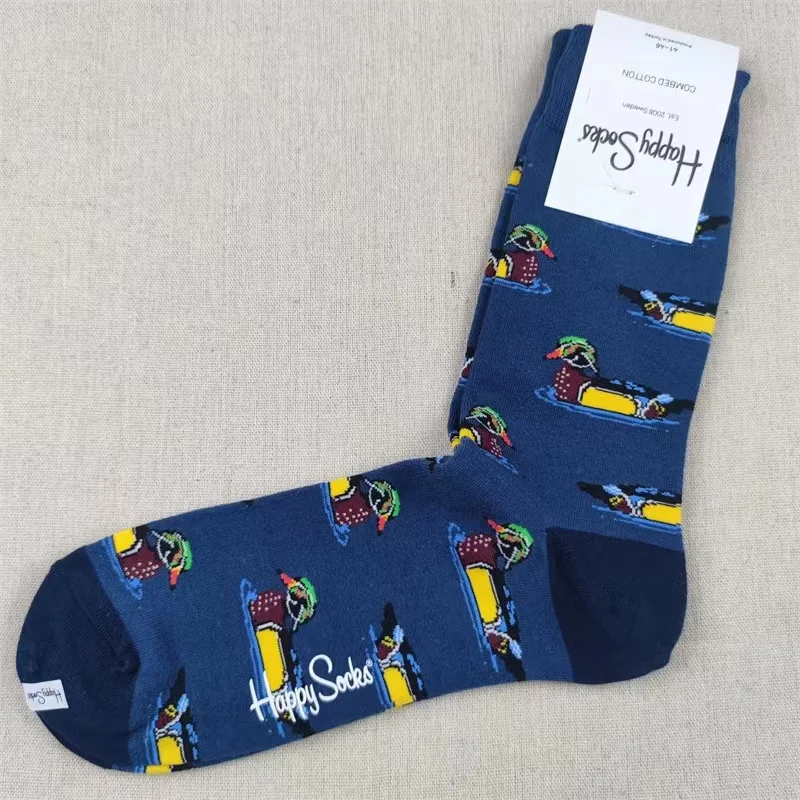 Мужские носки Four Seasons из чистого хлопка классические спортивные Happy средней длины