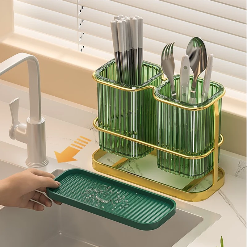 

Multifunctional Chopstick Storage Holder Cutlery Drain Rack Luxury Spoon Fork Chopsticks Storage Rack Kitchen Cutlery Organizer