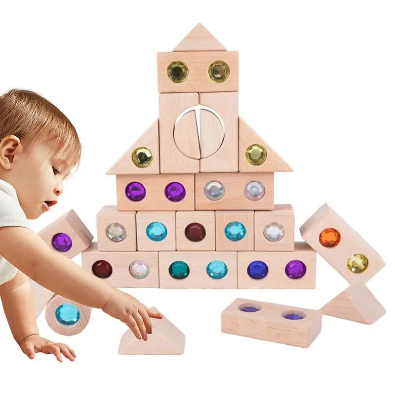 

Wooden Building Blocks Set Kids Transparent Windows Blocks Acrylic Cubes Kids Montessori Activity Stacking Toys For Infant Baby