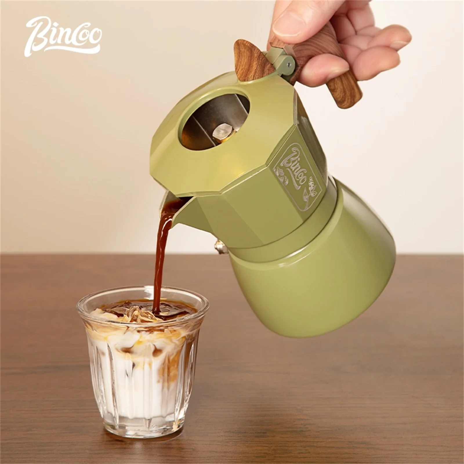Набор кофейников Bincoo Premium Moka, 6 вариантов цвета, система двойного клапана, компактная итальянская кофеварка для заваривания плиты (art.: 3920d2eed0f48) - 3920d2eed0f48