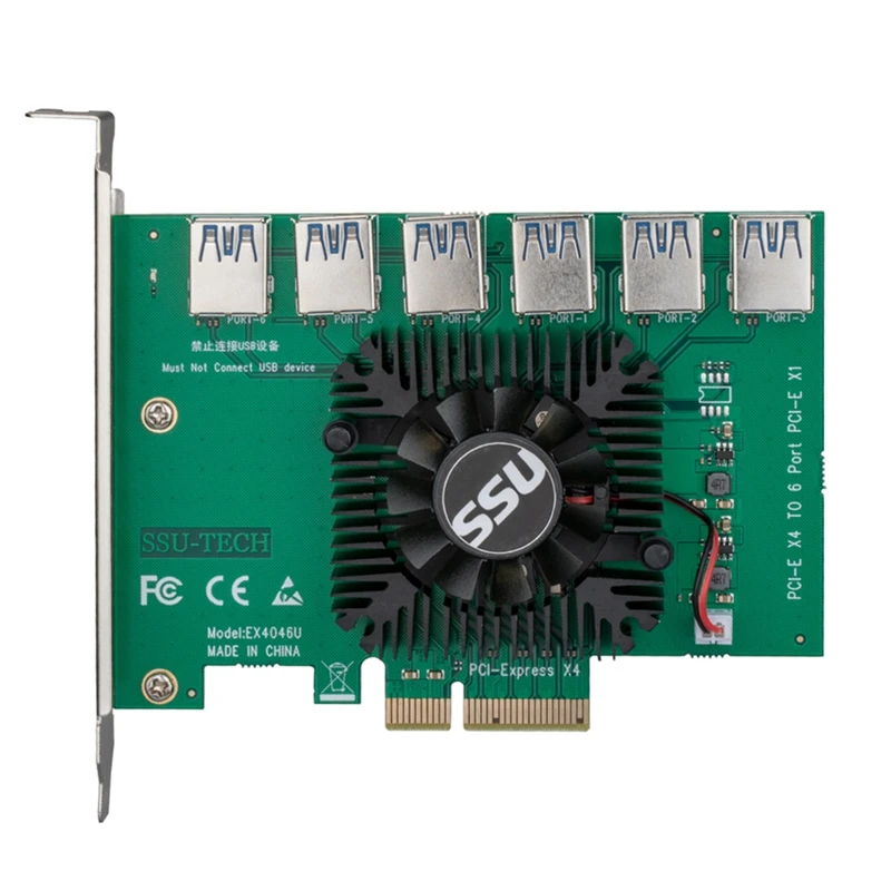 6 шт. адаптер PCI-E Express 4X до 16X Riser Card PCIE 1–6 4 слота Pcie Multiplier для BTC Bitcoin Miner Mining
