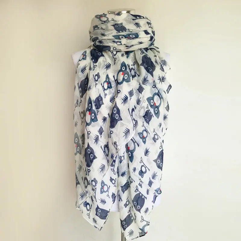 

Fashion Animal Themed Gift Scarfs for Women Soft Cozy Lightweight owl print Wrap Shawls foulard donna