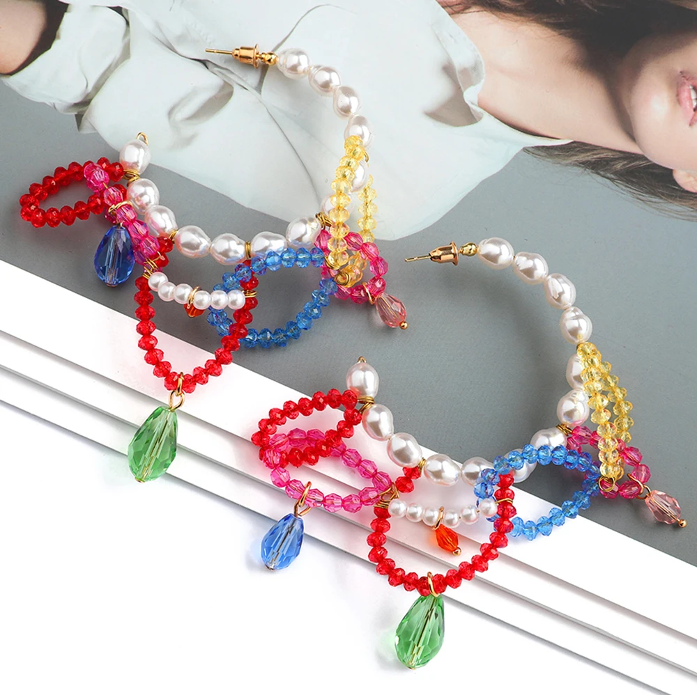 Серьги-кольца в стиле бохо для женщин и девушек роскошные акриловые украшения