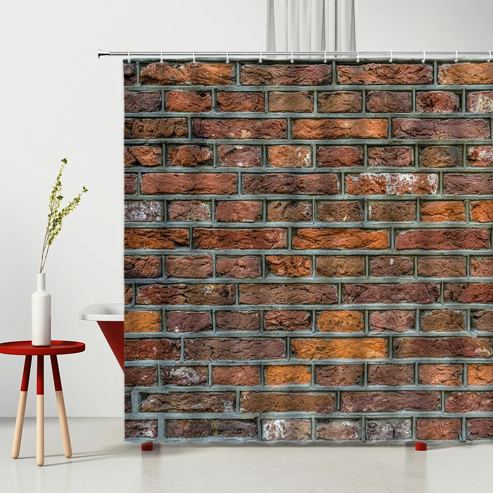 

Curtain Vintage Stone Tile Wall Chinese Style Shower Children's Bathroom Shower Curtain Bathroom Accessories Waterproof Curtain