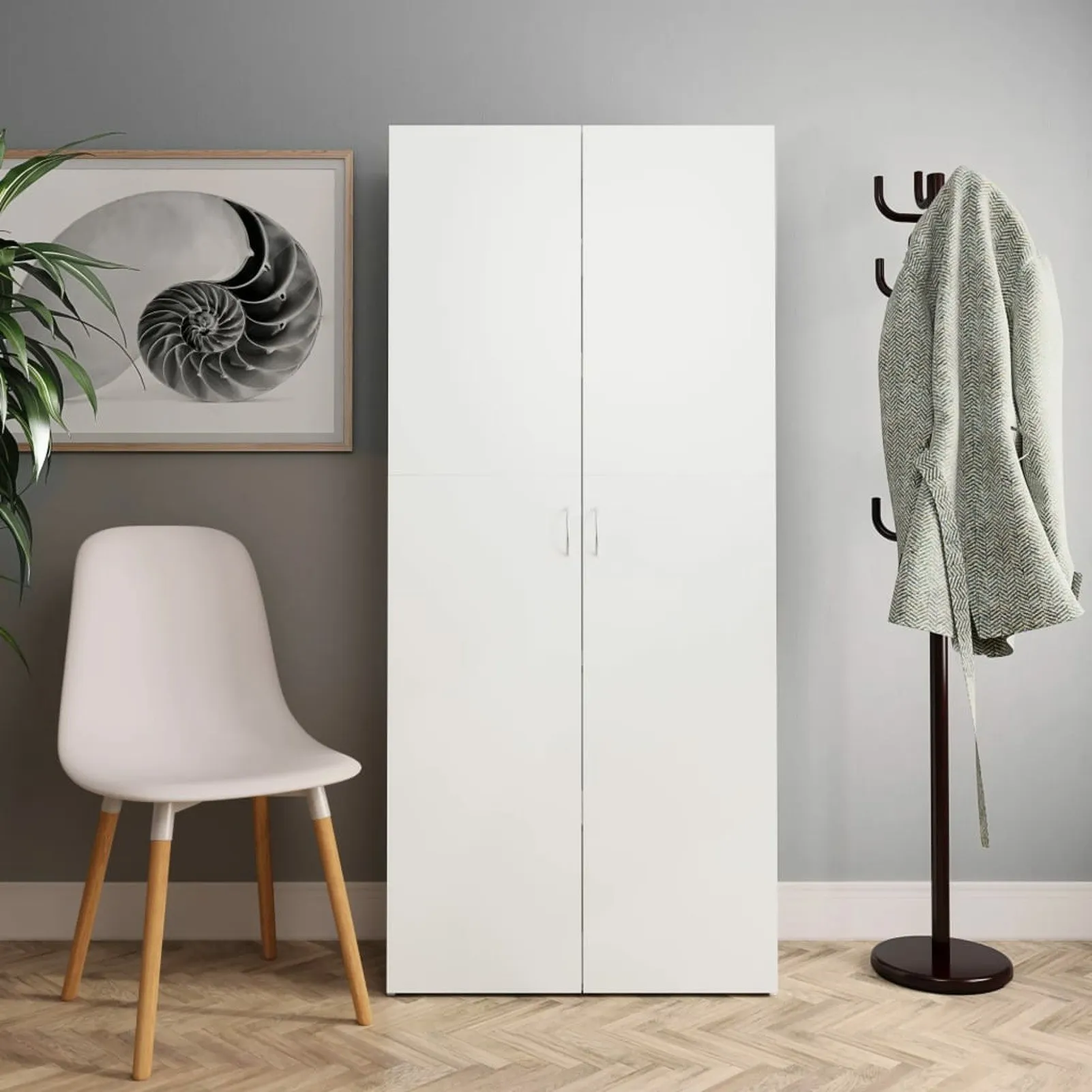 

Shoe Cabinet White 31.5"x14"x70.9" Chipboard