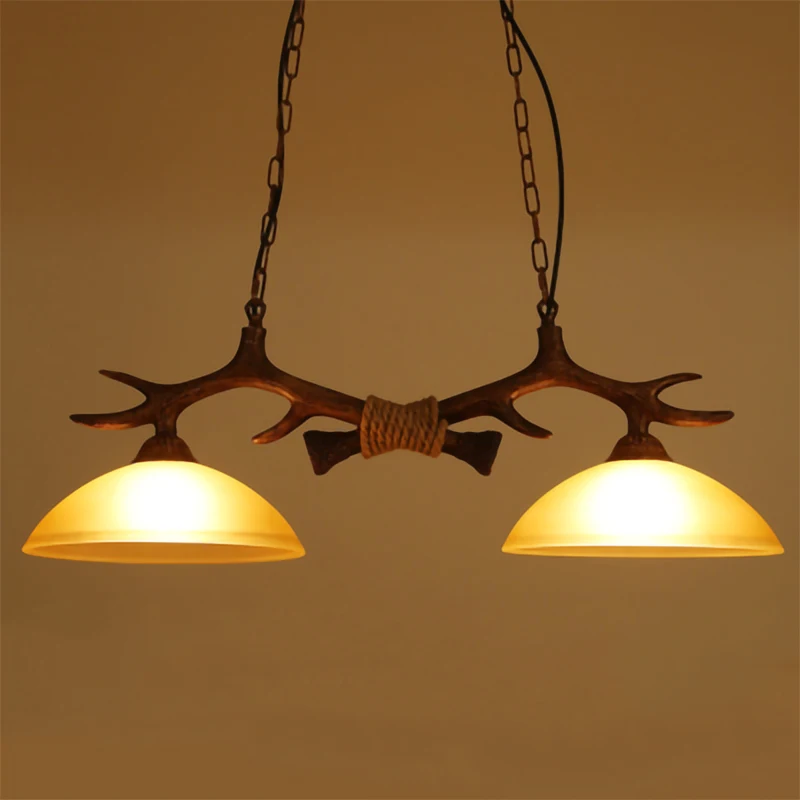 

Indoor Lighting Vintage Led Pendant Light Double Antler Lampshade Chandelier Home Bedroom Restaurant Decor Romantic Hanging Lamp