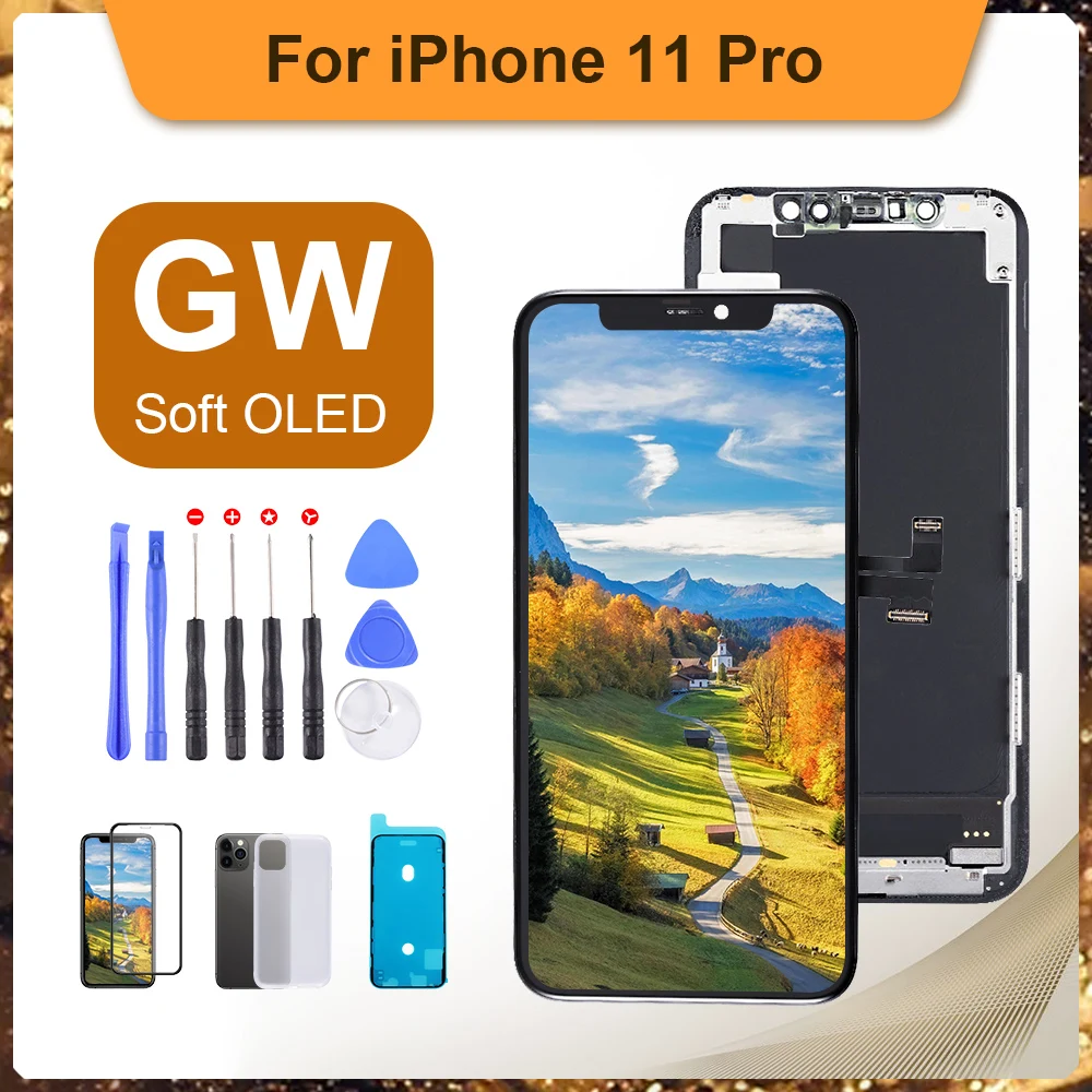 

Мягкий ЖК-дисплей OLED для iPhone 11 Pro, ЖК-дисплей GW Pantalla iPhone 11 Pro, 3D сенсорный экран, дигитайзер, запасные части в сборе с подарком
