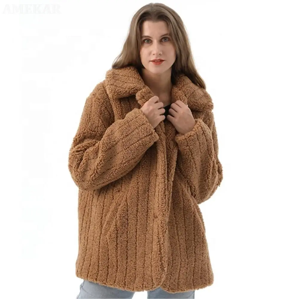Women Winter Luxury Real Fur Coat Pure Color Fleece Teddy Jacket Warmth Designer Button Natural Fur Coats Fur For Women