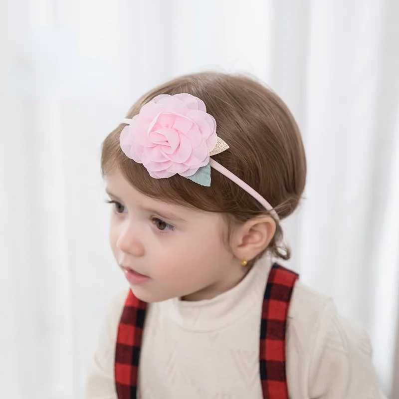 

3 шт./Лот, Детская эластичная нейлоновая повязка на голову с искусственными цветами