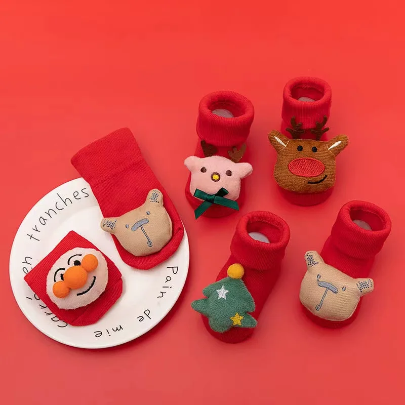 

Детские носки Одежда для новорожденных рождественские хлопковые теплые детские Веселые аниме противоскользящие утепленные новогодние дл...