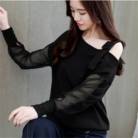 fashion sexy korean off shoulder tops elegant spring casual new long sleeve shirt women solid women pullover t shirts female
