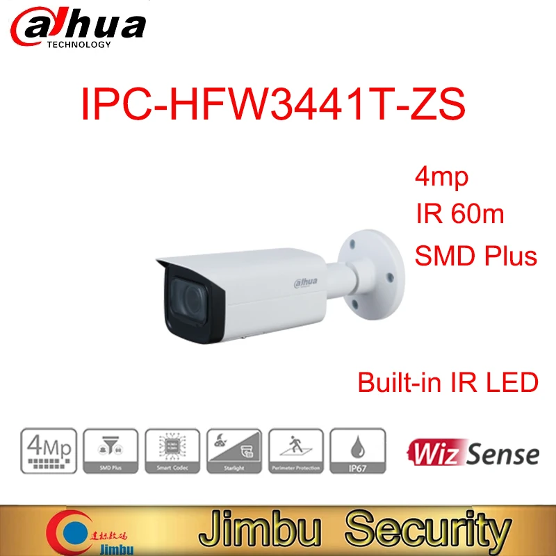 

Dahua 4MP Vari-focal Bullet WizSense Network Camera IPC-HFW3441T-ZS IR 60M Intelligent Detection SMD Plus AI Camera Outdoor IP67