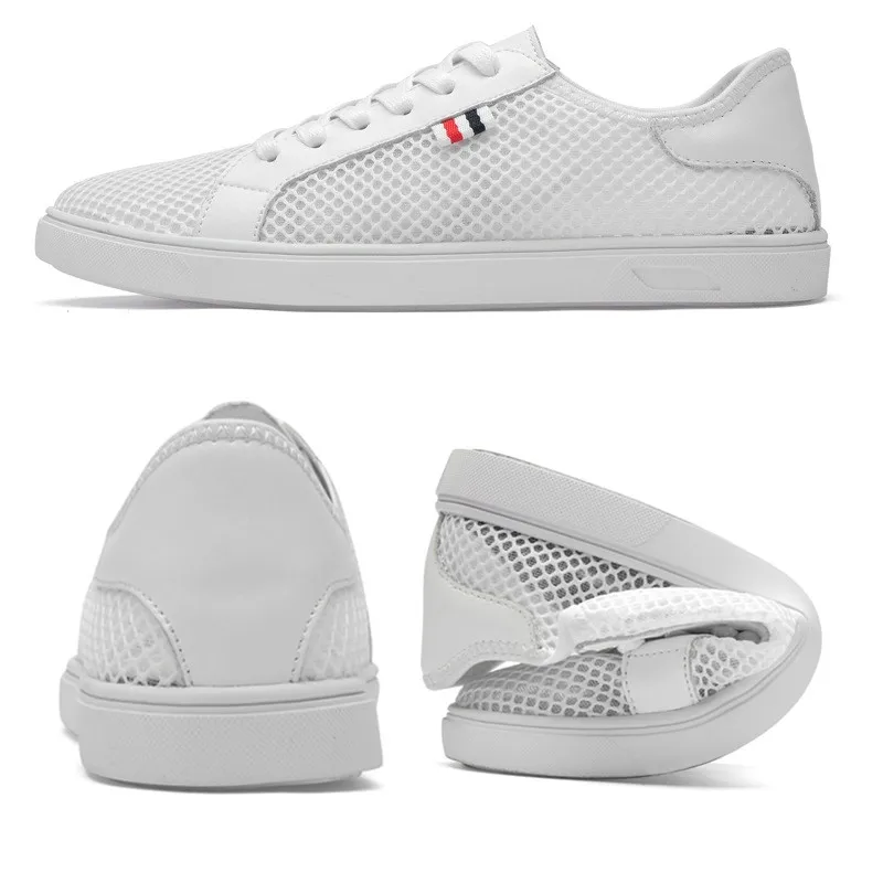 Туфли мужские сетчатые дышащие повседневная обувь для ходьбы белые модные