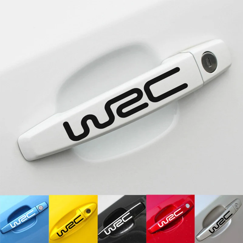 

4 Pcs/set WRC Car Door Handle Stickers and Decals Rally Car Sticker Vinyl Accessories Decor PVC наклейки на автомобиль 12x2.5CM