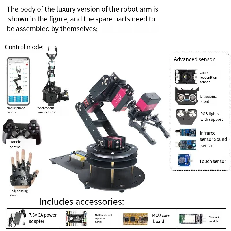 

Steam DIY 6 DOF Robotic Arm with Digital Servo 180 Degree Rotating Base for Arduino/STM32 Robotics DIY Kits Programmable Robot