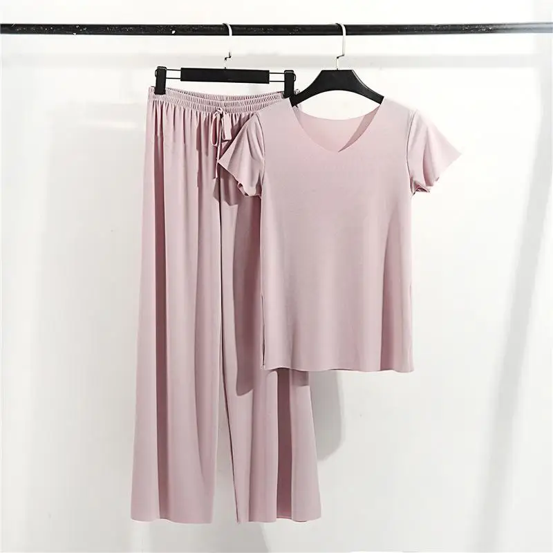 Female Home Clothes Trousers Set Lady Home Suit Summer Women Lounge Wear Autumn Loose Homewear Suit for Women Pajamas Pants Set
