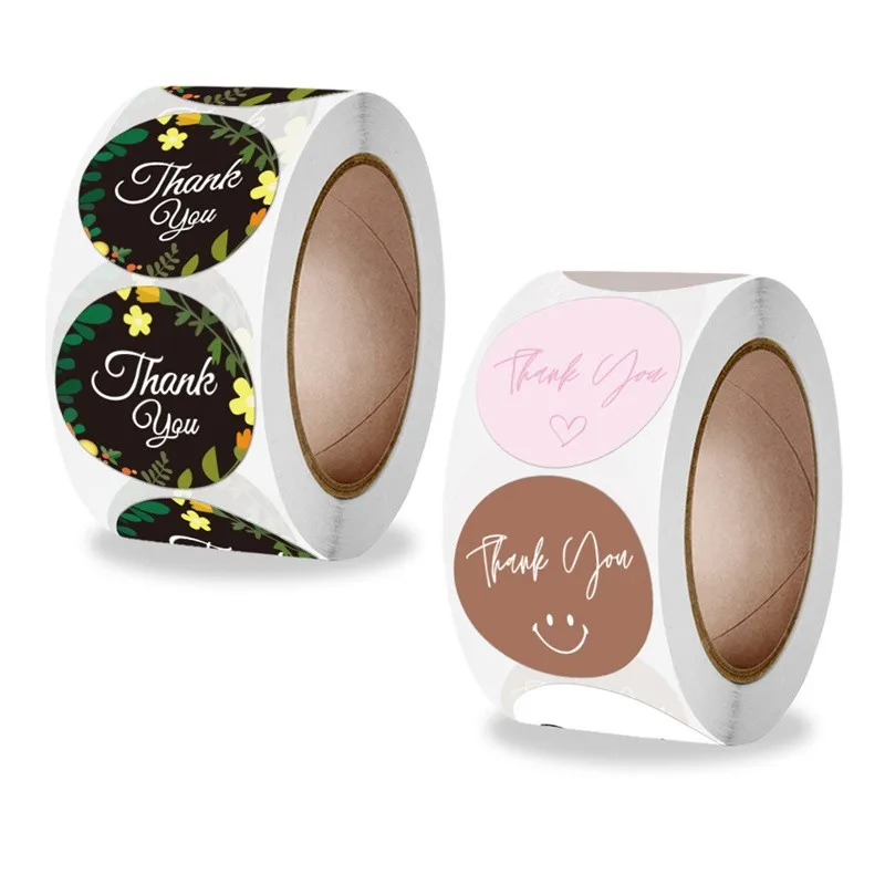 

100-500pcs Thank You Handmade Sticker Circle Stationery thank you for your order Seal Labels Stickers Party Gift Decoration