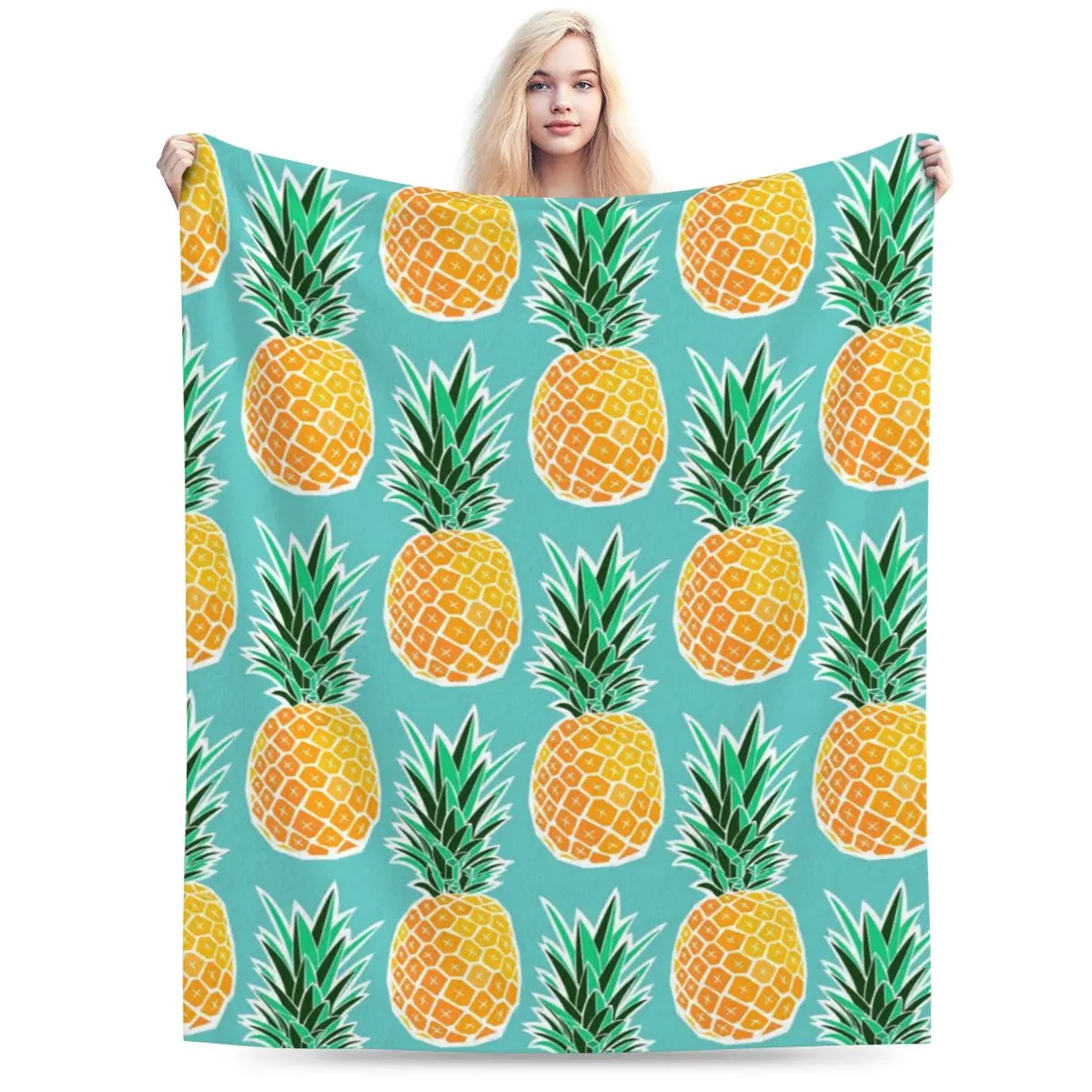 

Pineapple Art Soft Flannel Throw Blanket for Couch Bed Sofa Cover Blanket Warm Blankets Travel Blanket