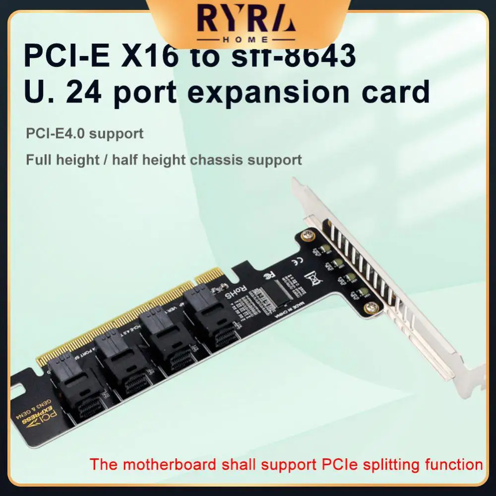 

Pciex16 To 4-port U.2 Nvme Pcie4.0 Split Card Stable Expansion Card Sff-8643 Sff-8639 Laptop Accessories Data Transfer Portable