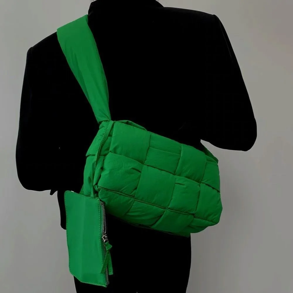 

Модная плетеная женская сумка на плечо с хлопковой подкладкой, брендовые дизайнерские набивные сумки через плечо для женщин, 2023 вязаная сумка Ins