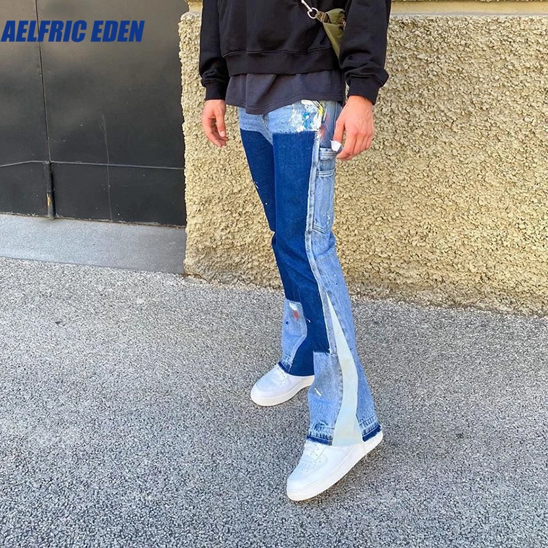 Мужские джинсы с широкими штанинами в стиле ретро