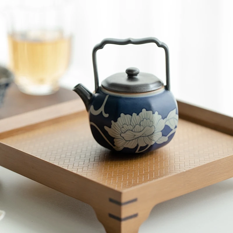 Креативный керамический восьмиугольный чайник с подъемным лучом ручной для