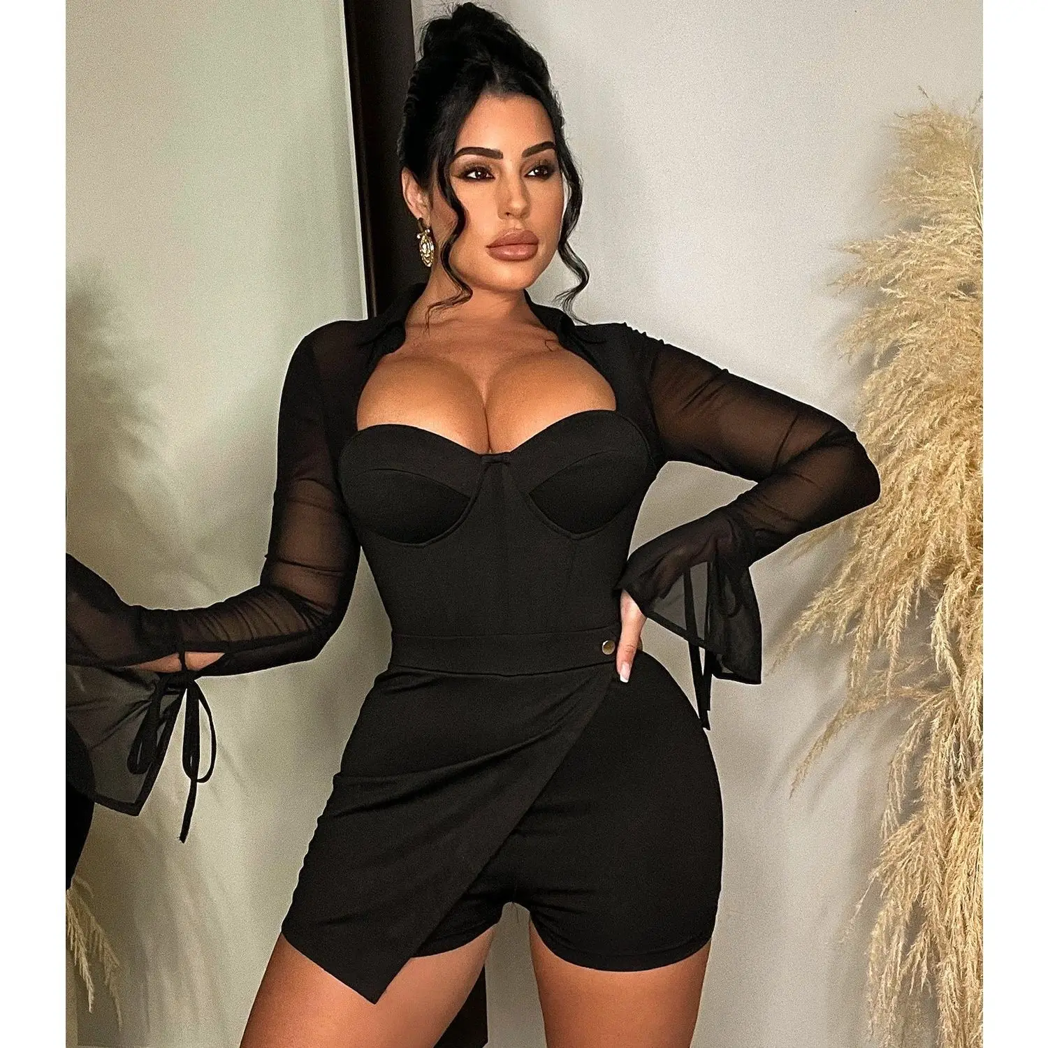 One Piece Sexy Mesh Jumpsuit Romper Women Summer Clothes 2023 Fashion Bodysuits Nightclub Bodycon Playsuit Jumpsuits Overalls