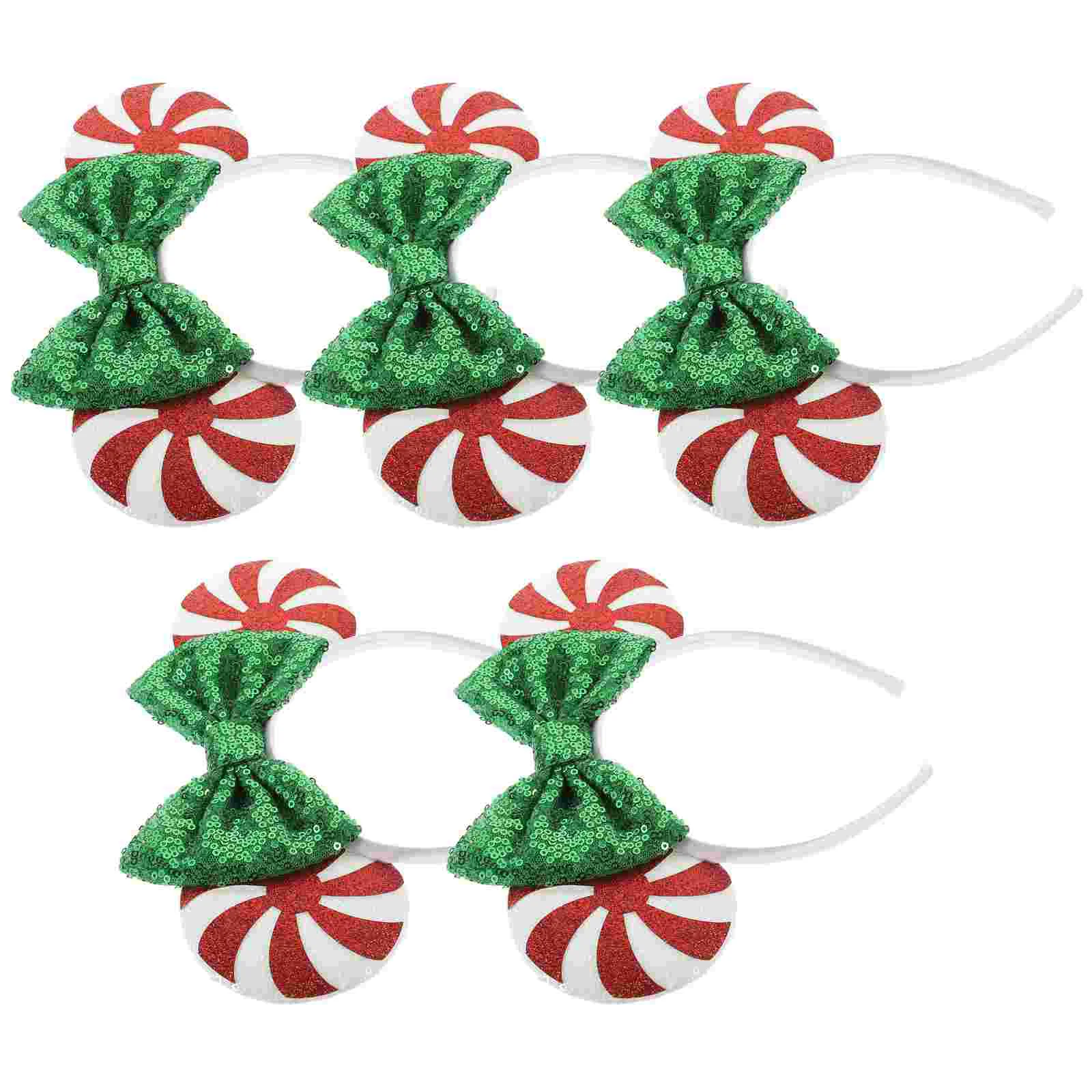 

5pcs Candy Headbands Sequin Bow Headbands Decorative Headpiece Christmas Party Headpieces