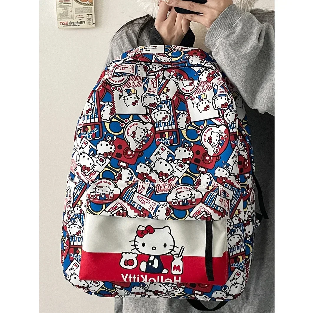 Sanrio hello kitty nylon Student Backpack boy girl Schoolbag Cartoon Shoulder Travel storage Bag handbag