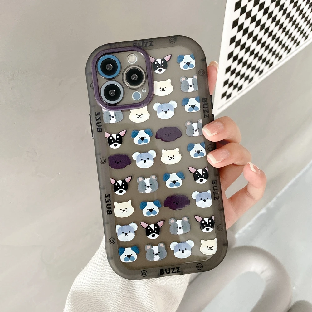 

Cute Cartoon Dog Print Phone Case For iPhone 13 11 12 Pro 13Pro XR X Xs Max iPhone13 Shockproof Transparent Silicone Cover Shell