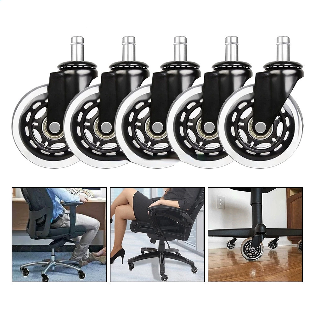 

5PCS Office Chair Caster Wheels 2/2.5/3 Inch Swivel Rubber Caster Wheels Replacement Soft Safe Rollers Furniture Hardware