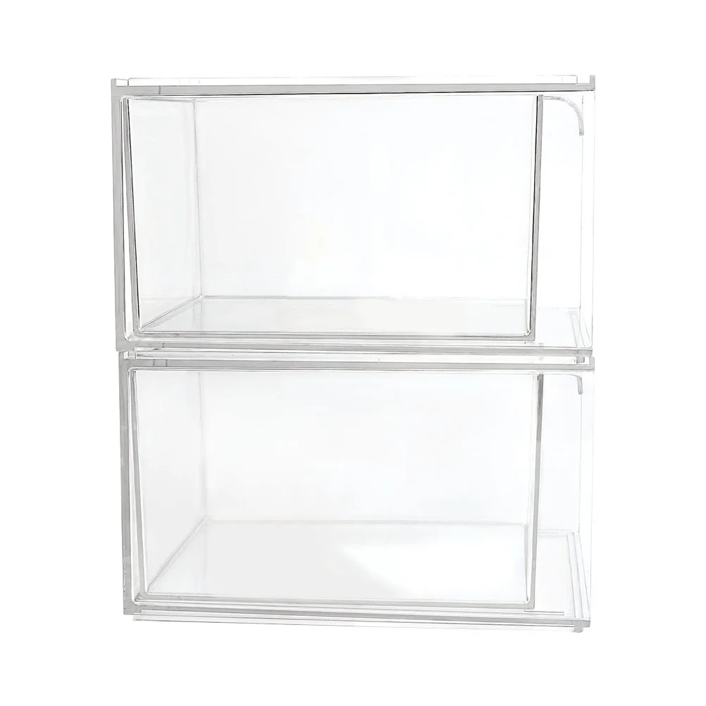 2pcs Gadget Storage Boxes Plastic Stacking Storage Boxes Cosmetic Organizer