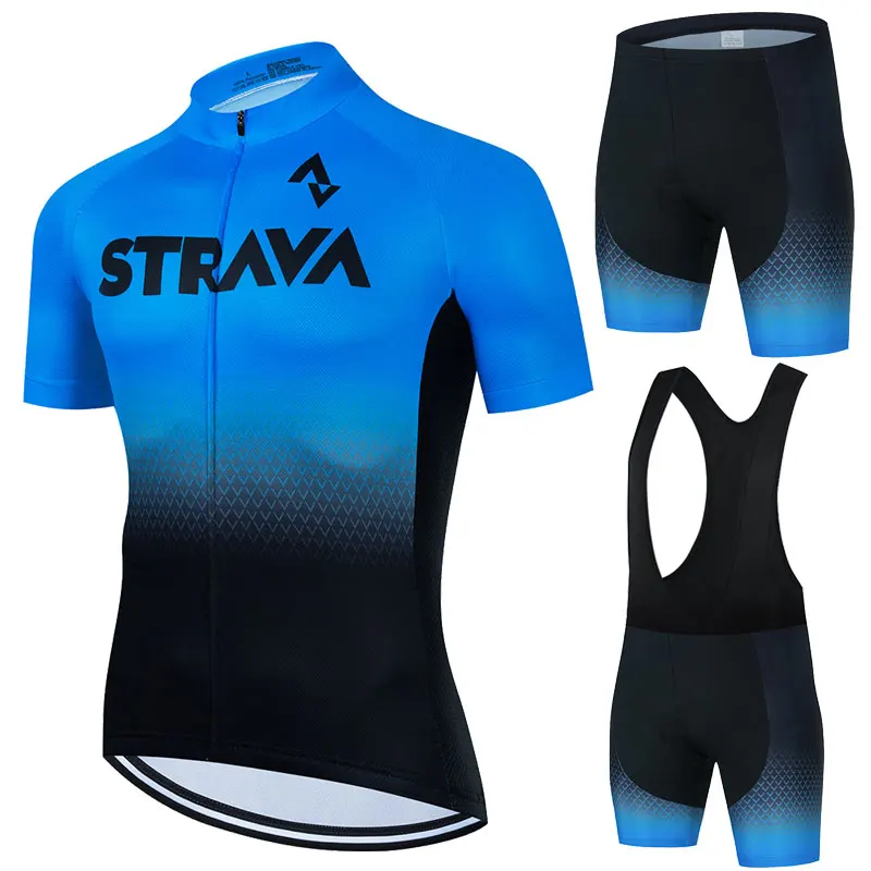 

STRAVA Cycling Jersey 2022 New Team Bike Uniform Short Sleeve Men's Cycling Clothing MTB Bib Shorts Set Ropa Ciclismo Verano