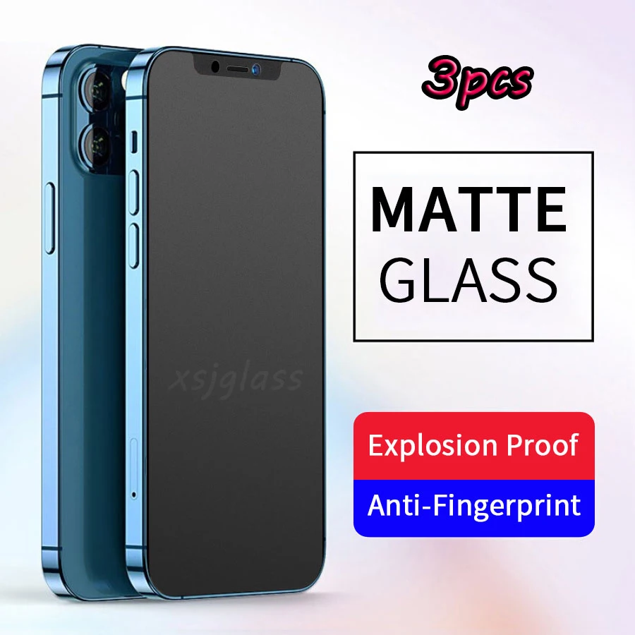 

3 шт., матовое закаленное защитное стекло для iPhone 13 12 11 Pro Max Mini 6 S 7 8 Plus X S XR XSMax