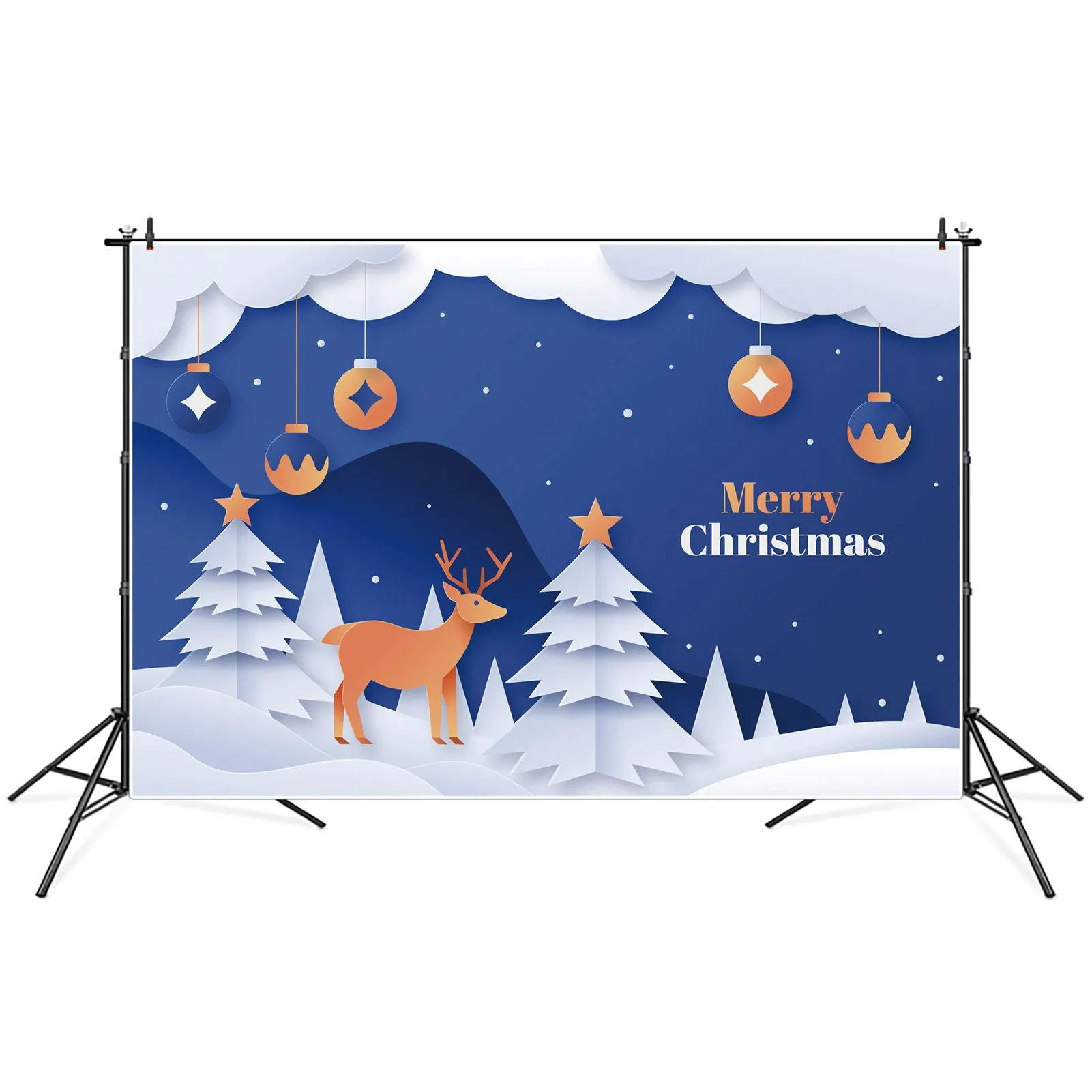 

Фон MOON.QG с надписью "Merry Christmas" для мальчиков ", белая гора, дерево, олень, фотография, баннер, Голубой Снежинка, небо, шар, фотобудка
